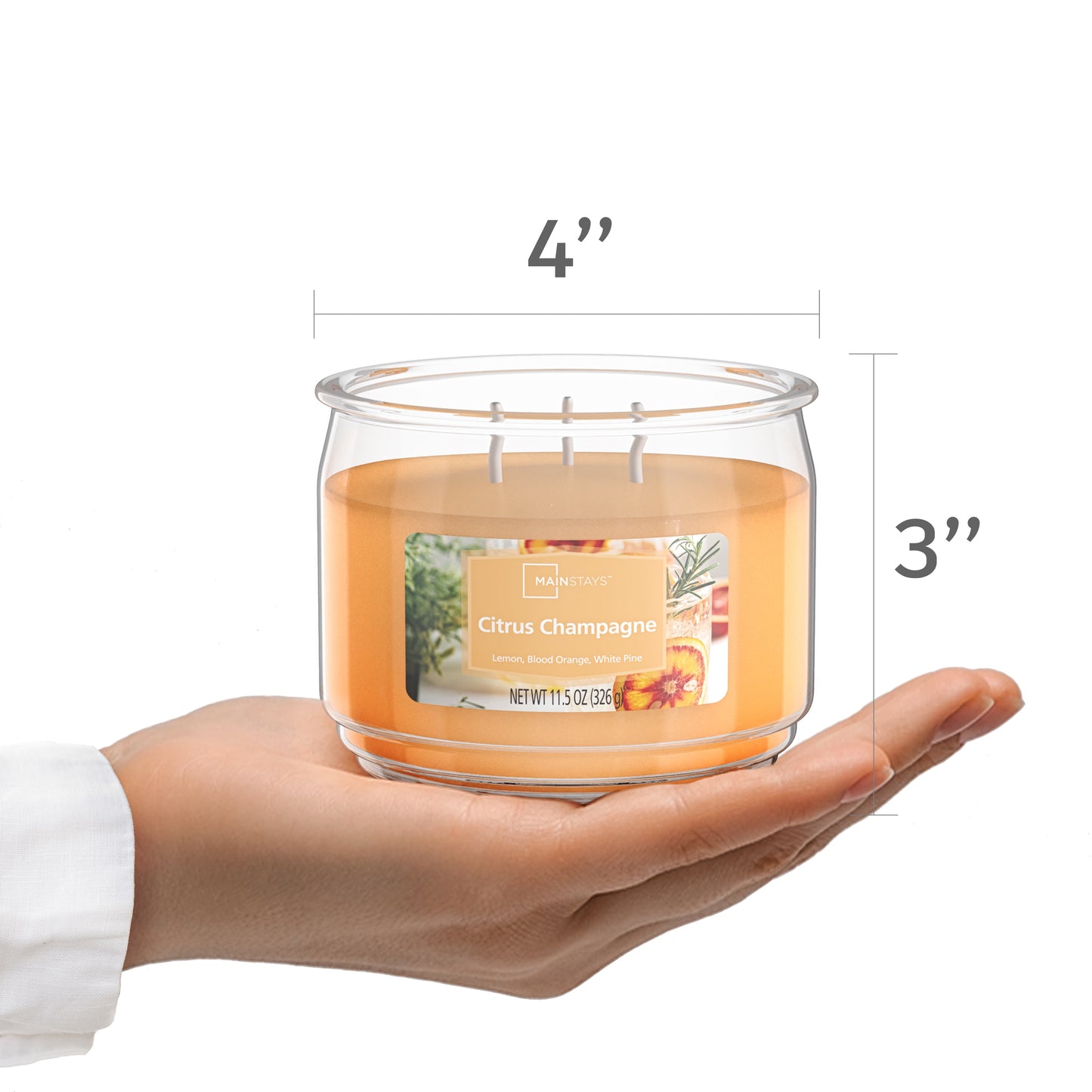 Citrus Champagne Scented 3-Wick Glass Jar Candle, 11.5Oz