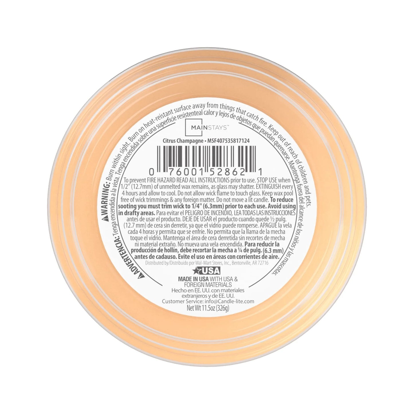 Citrus Champagne Scented 3-Wick Glass Jar Candle, 11.5Oz