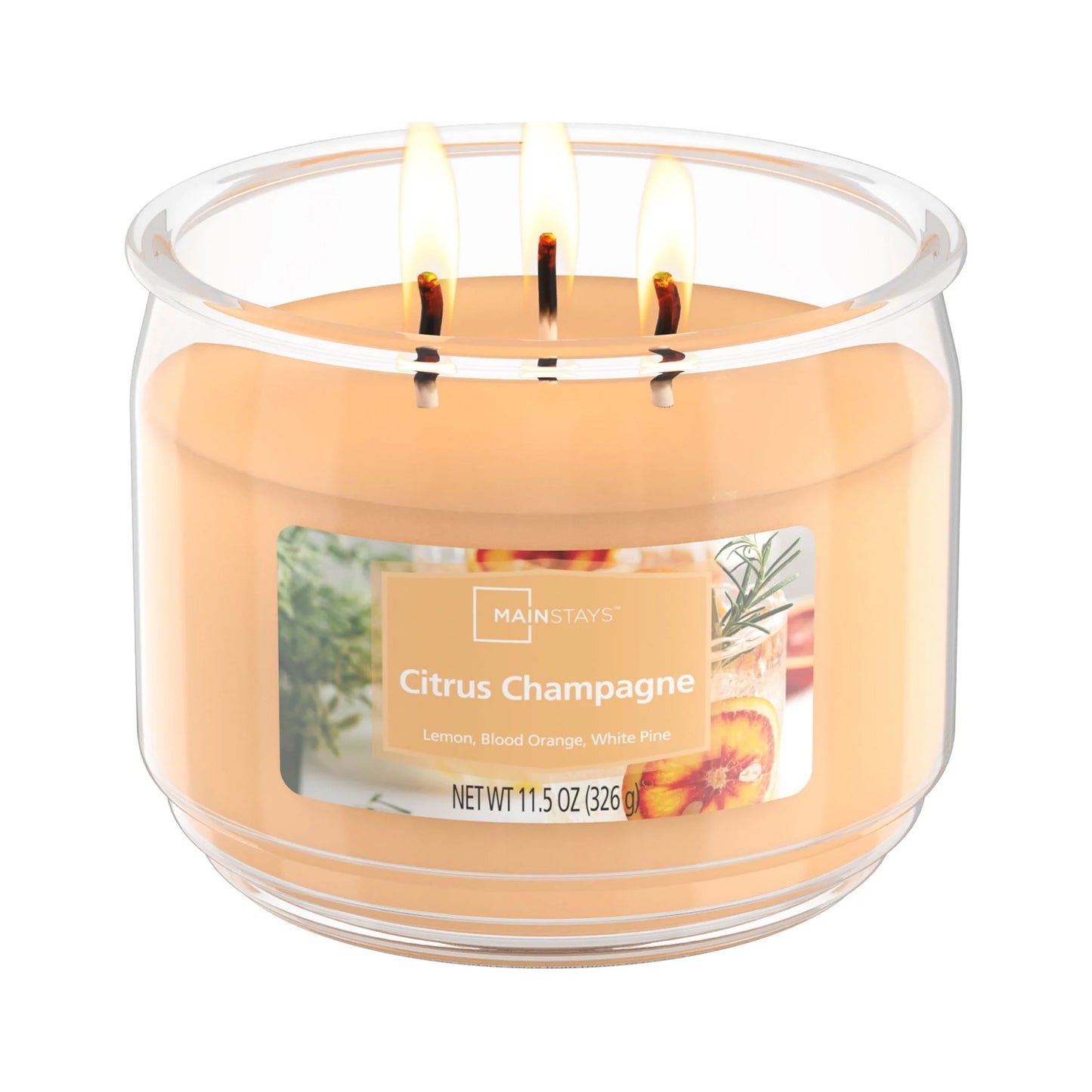 Citrus Champagne Scented 3-Wick Glass Jar Candle, 11.5Oz