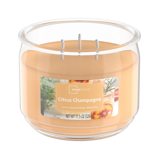 Citrus Champagne Scented 3-Wick Glass Jar Candle, 11.5Oz