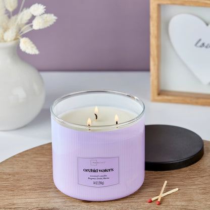 3-Wick Textured Wrapped Candle – Orchid Waters (14 oz)