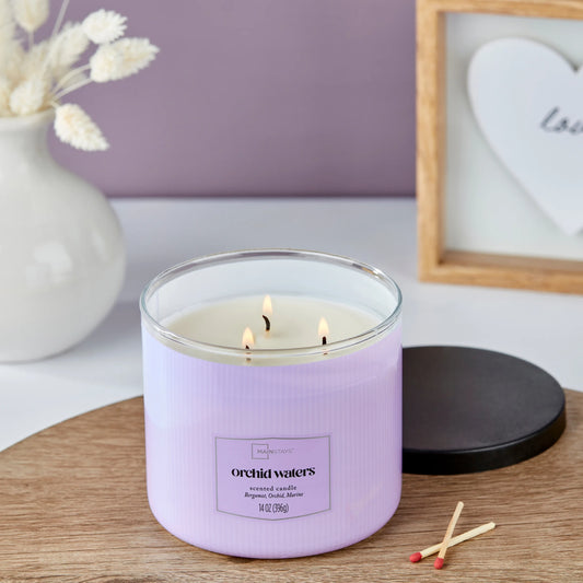3-Wick Textured Wrapped Candle – Orchid Waters (14 oz)