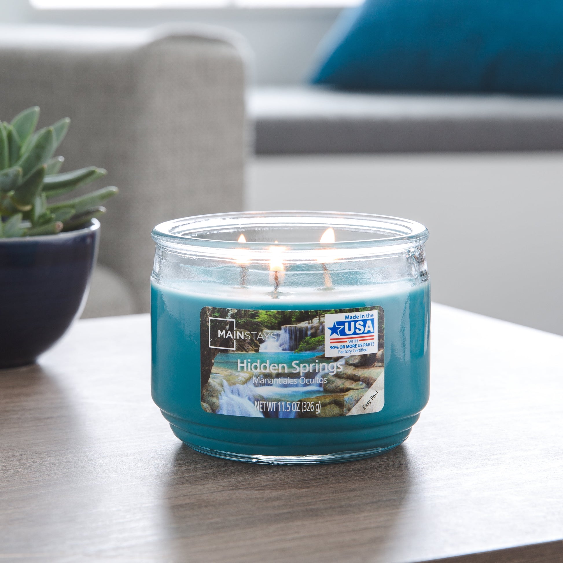 Hidden Springs Scented 3-Wick Glass Jar Candle, 11.5 Oz