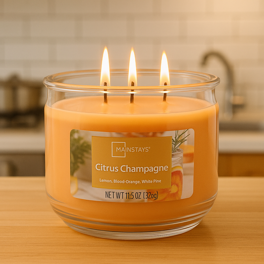 Citrus Champagne Scented 3-Wick Glass Jar Candle, 11.5Oz